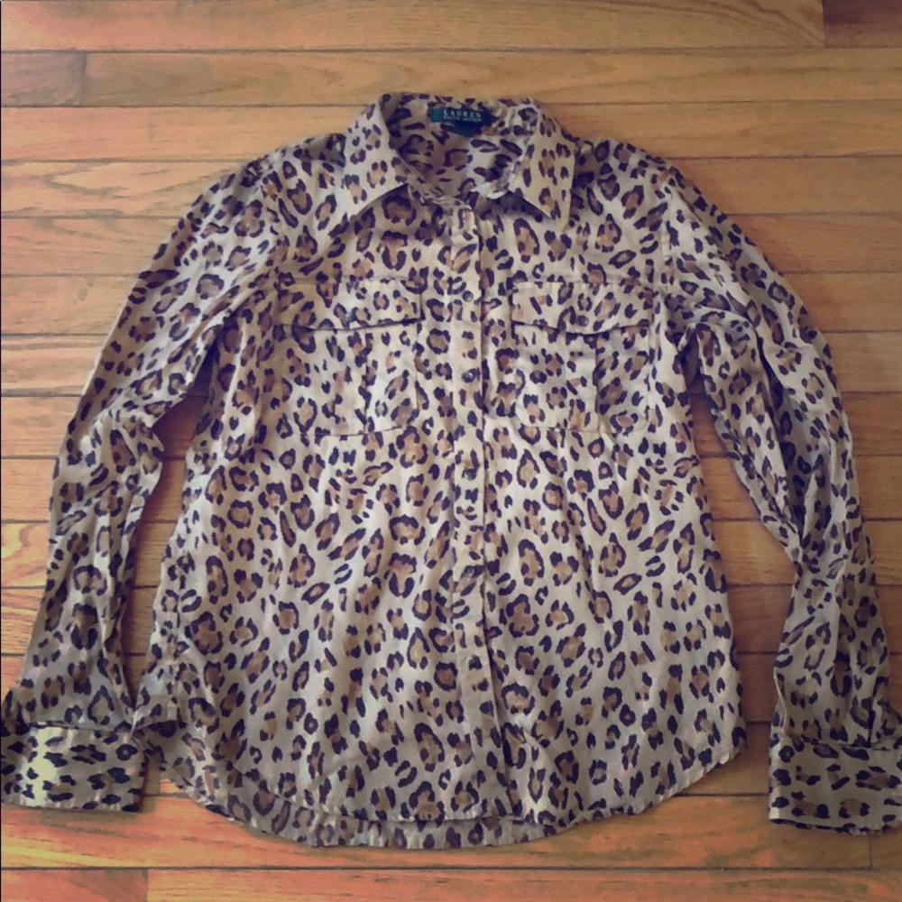 Ralph Lauren leopard print collared dress shirt